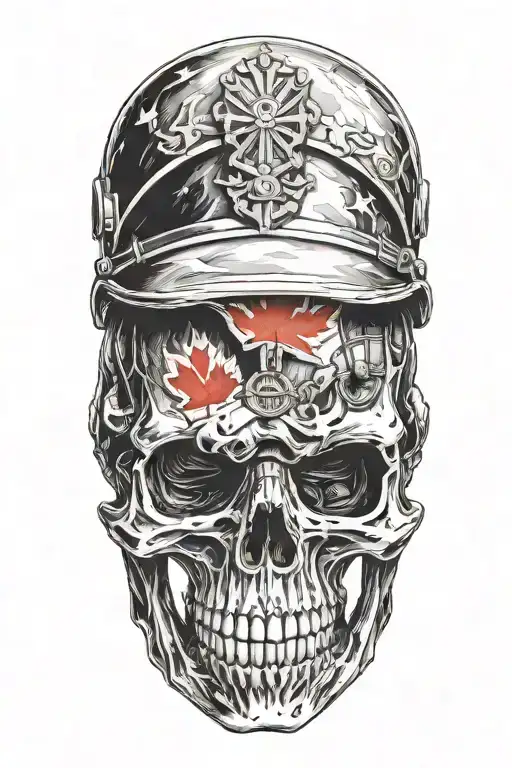 Skull With Canadian Solider Helmet