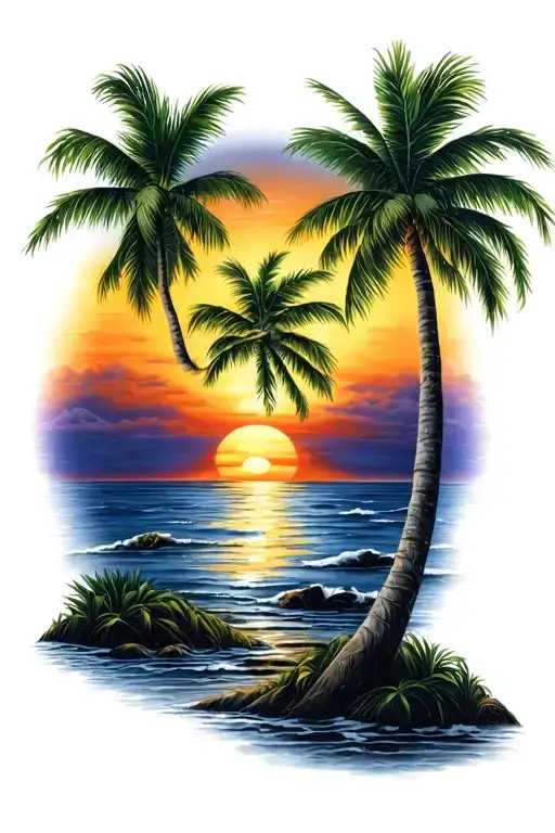 Palm Tree Sunset Background