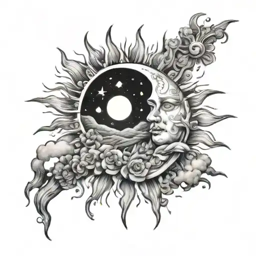 Sun And Moon Inspired By Starry Night