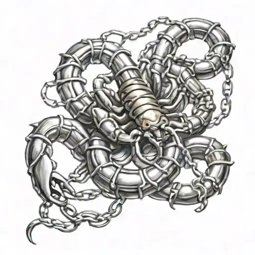 Scorpion Tied With Chain Links