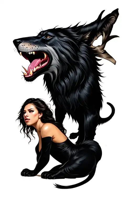 Lion Devours And Kills Black Wolf Of A Woman