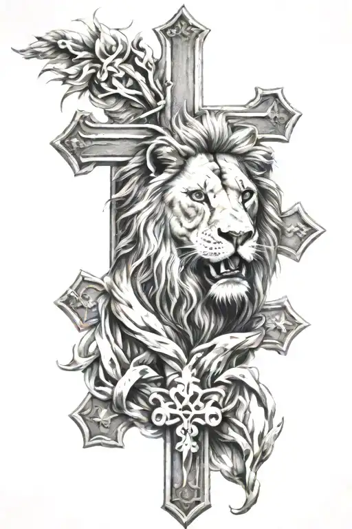 Lion With A Cross Intertwined