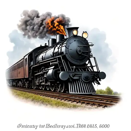 1800S Black And Grey Locomotive On The Tracks Smoking