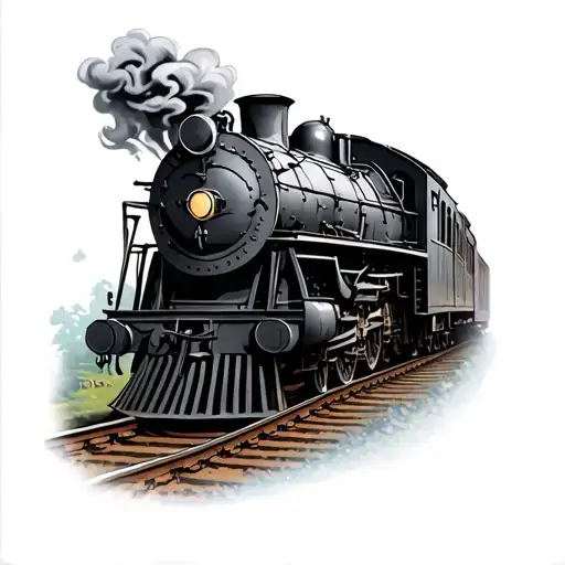 1800S Black And Grey Locomotive On The Tracks Smoking