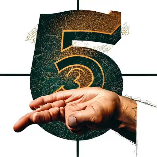 Creation Of Adam Hands With A Number 5 In The Background