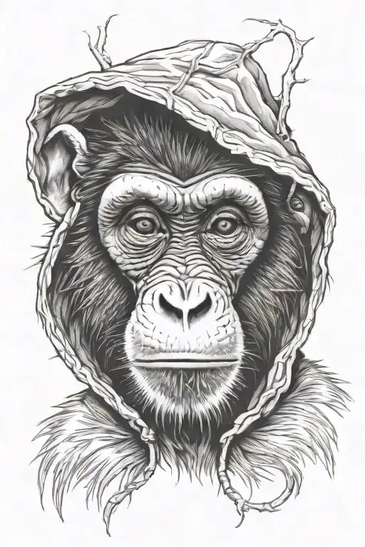 Scarred Monkey With Hoodie