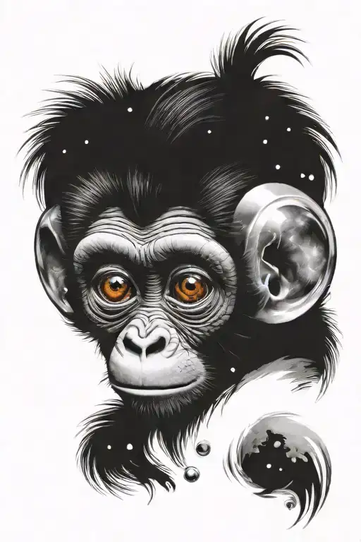 Space Monkey With Big Eyes