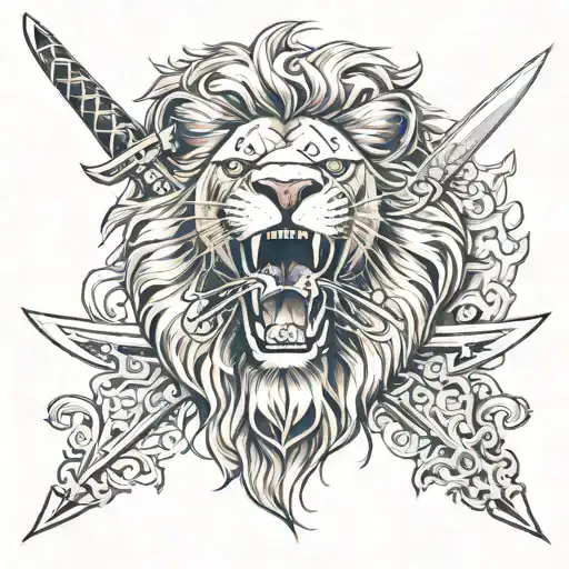 A Half Lion Face Vith A Sword