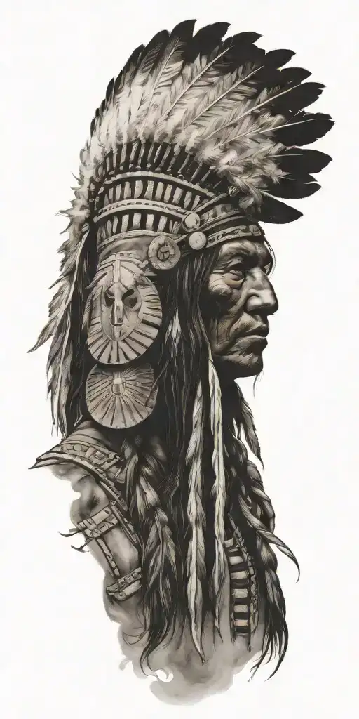 Native American Warrior Wind Blowing Smoke