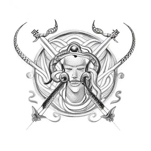 Sagittarius With Snake On Head