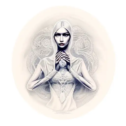 Beautiful Women With Crossed Hands Potrait