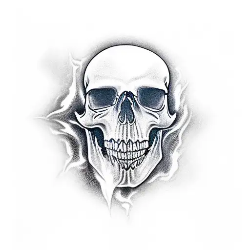 Flames Black Widow Skull