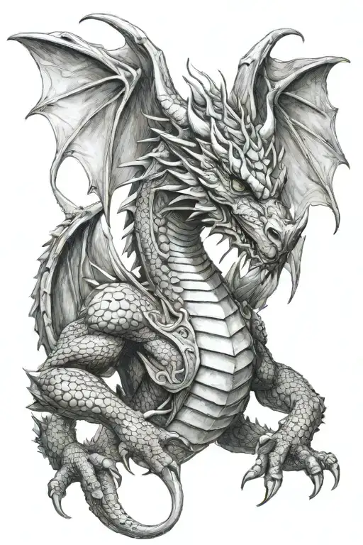 Medevial Dragon Guarding Female Character