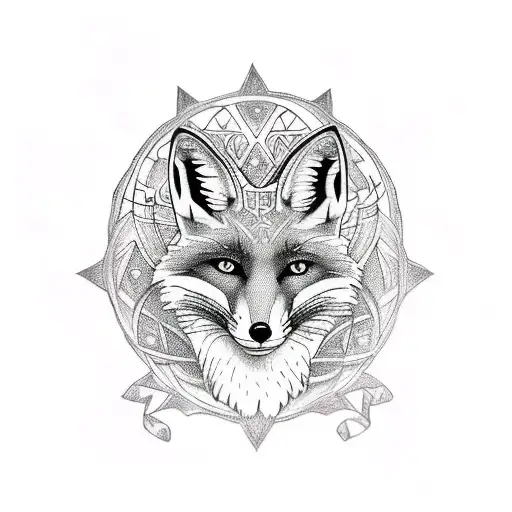 A Fox Adorned With Intricate Magical Runes