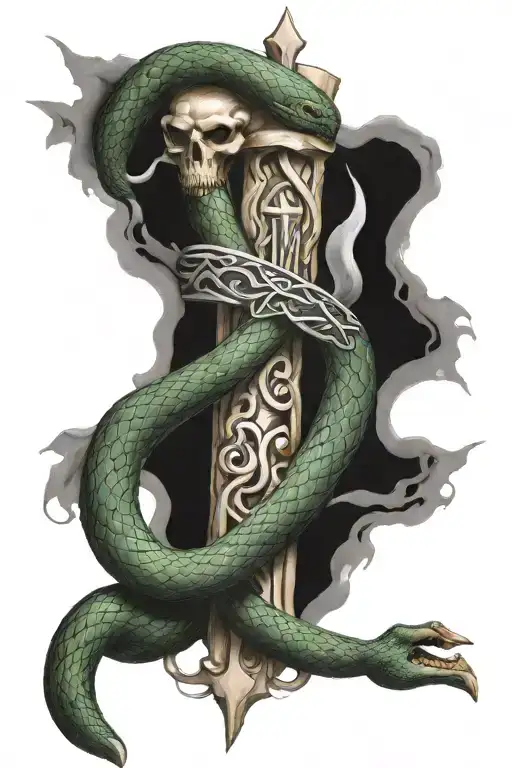 Cross And Snake Warped Fore Arm