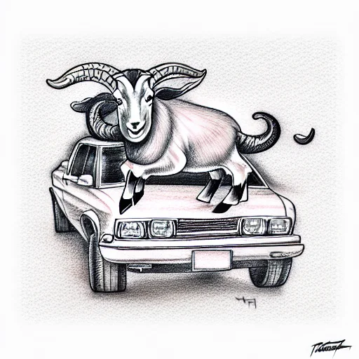 Goat With Car On Head