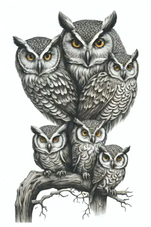 Owl Family Posing