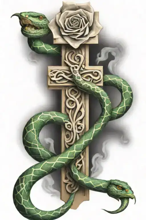 Cross And Snake Warped Fore Arm