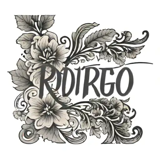 A Minimalist Tattoo Design Of The Name Rodrigo In A Handwritten Script Font