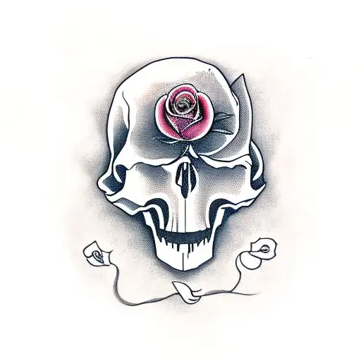 A Skull With A Rose