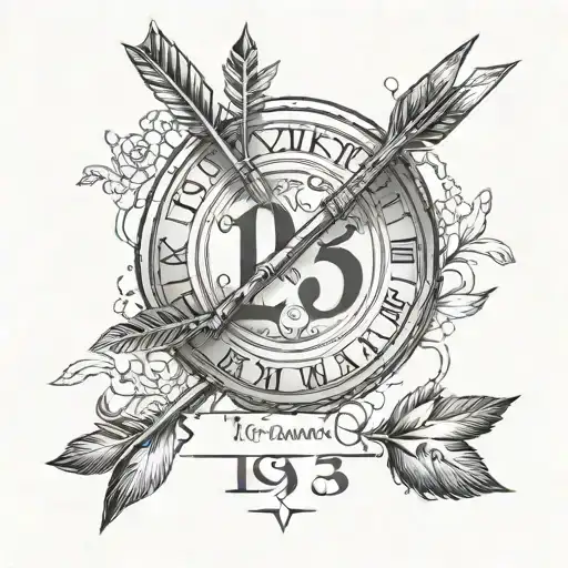 Arrow With Roman Numerals For 1955 And 2023