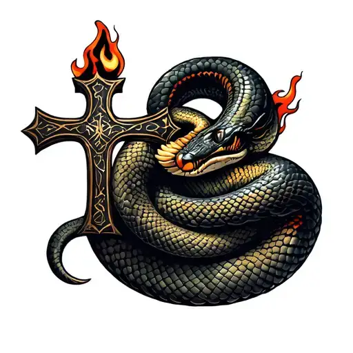 Orthodox Snake And Cross Flame