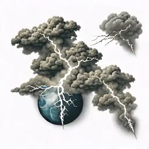 Strom Cloud Surrounded By Lightning Bolts With The Word Storm In It