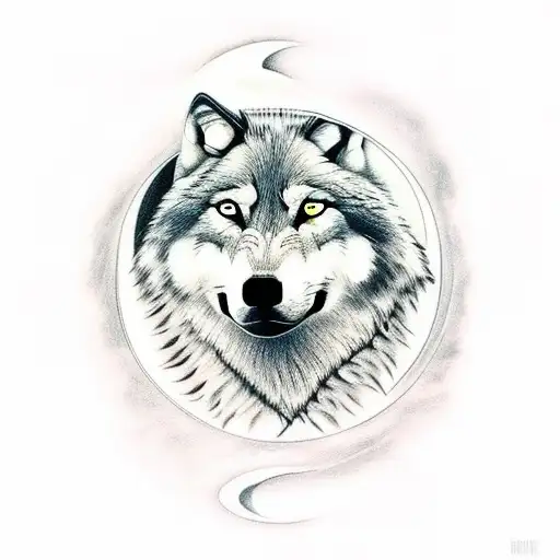 Wolf With Clouds And Moon