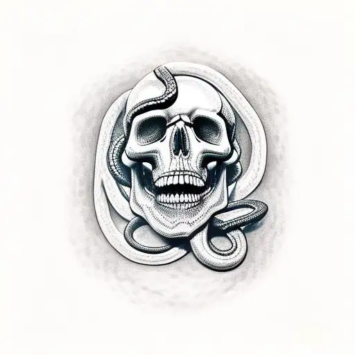 Snake Crawling Out Of Skull