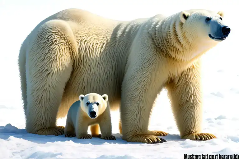 Polar Bear Mom And Two Young Adult Polar Bears And One Polar Bear Cub