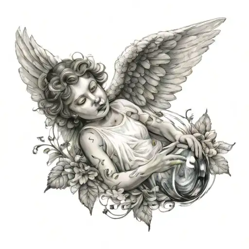 An Angel In A Bottle Is Lying Down Merging