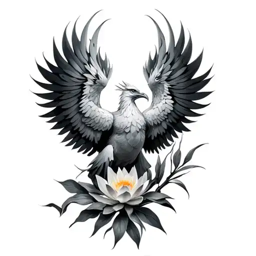 A Phoenix Holding A Lotus Branch In Its Claws