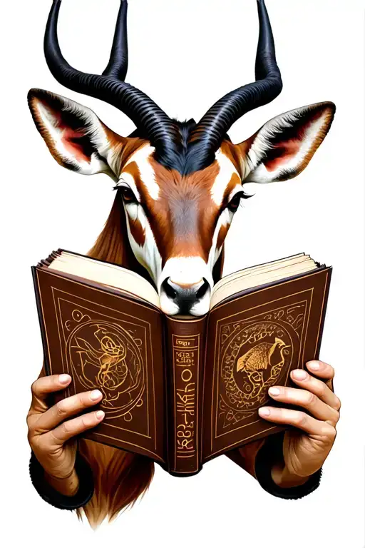 Blackbuck Head Profile Holding A Book