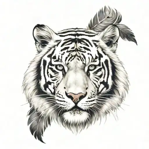 White Tiger With Feathers
