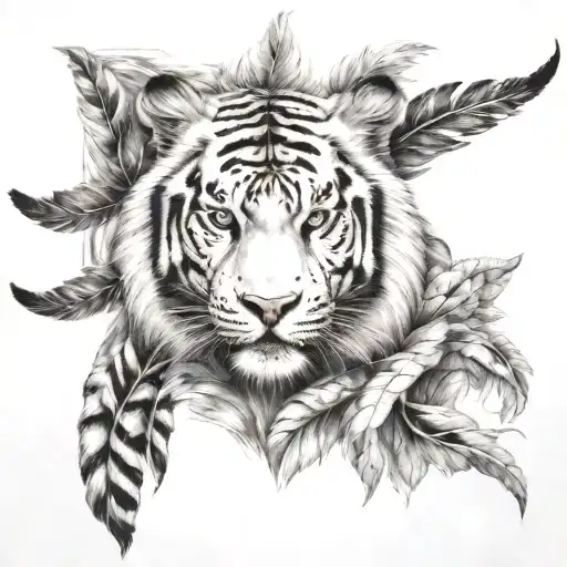 White Tiger With Feathers