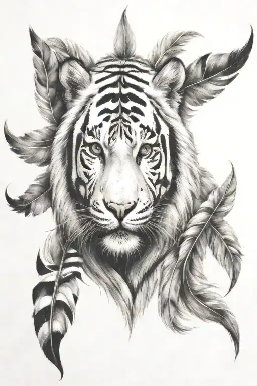 White Tiger With Feathers