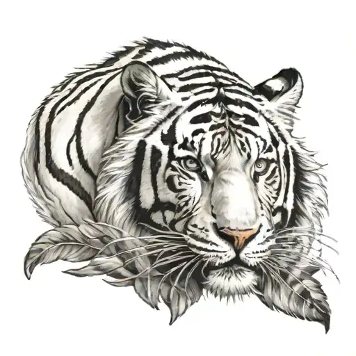White Tiger With Feathers
