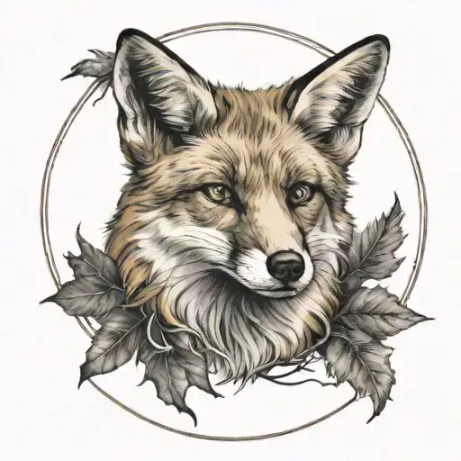 Fox Full Body In A Circle Shape Like