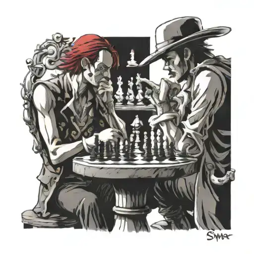 Mihawk And Shanks From One Piece Playing Chess