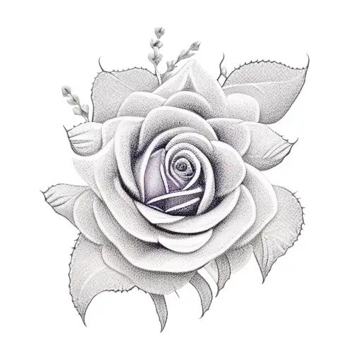 A Minimalist Tattoo Of A Lilac Bouquet With A Sunflower And Rose Intertwined