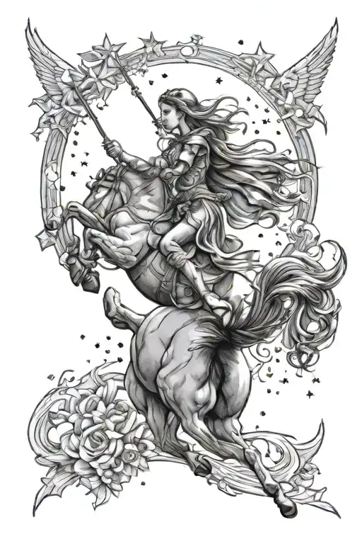 Sagittarius Half Woman Half Horse Shooting Stars