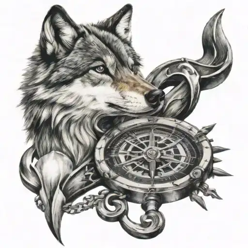 Wolf Anchor Cross Compass