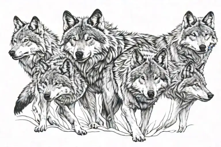Wolf Pack Hidden In Contours