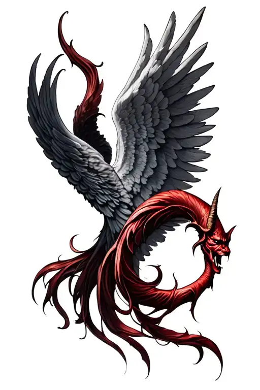 Angel And Devil Wing Attached