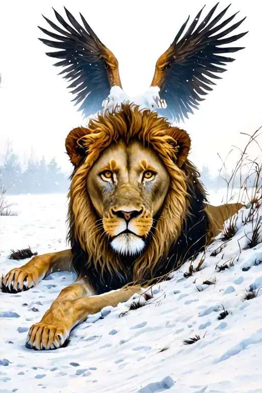 In A Pit With A Lion On A Snowy Day