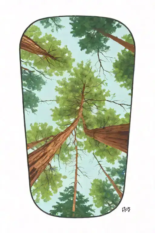 Dense Redwood Forest Looking Up From Ground