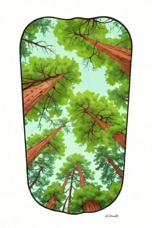 Dense Redwood Forest Looking Up From Ground