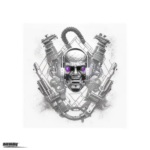 Cyberpunk Style Arm Sleeve With Images From Survival Horror Video Games