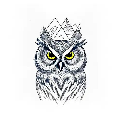 Owl With Mountains