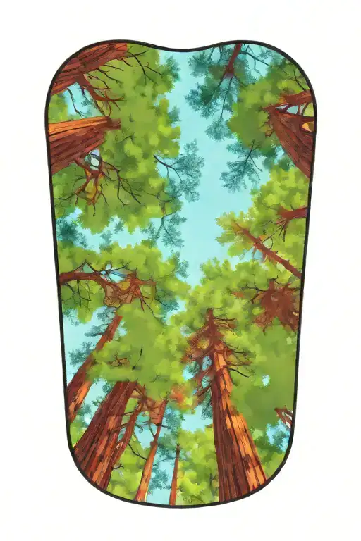 Dense Redwood Forest Looking Up From Ground